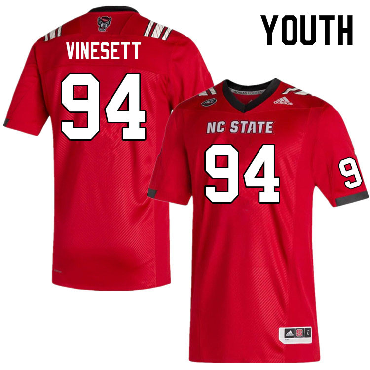 Youth #94 Kanoah Vinesett NC State Wolfpack College Football Jerseys Sale-Red - Click Image to Close